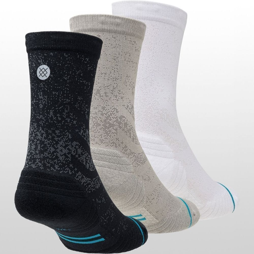 Stance Run Lt Crew Running Socks 3 Pack Black White Heather Grey Medium M 6-8.5